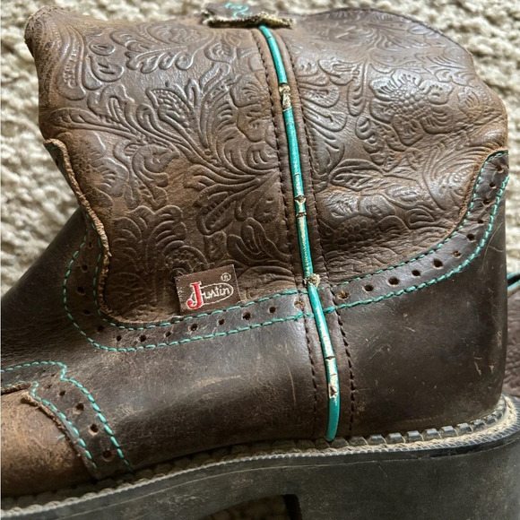 Justin Woman’s Gypsy Floral brown with turquoise accents, round toe, size 6.5 - Picture 6 of 6